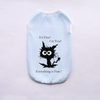 Light blue breathable summer pet vest with a black silhouette of a spooky creature and text saying It's Fine!