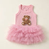 Pink knitted top with a bear applique and a fluffy pink tulle skirt for pets
