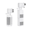 A white submersible aquarium filter pump with an air pump and wave maker.