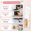 A bottle of Pet Paw Cleaner foam for cats and dogs with instructions showing various cleaning scenarios.