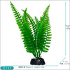 Plante aquatique artificielle verte vibrante avec une longue feuille et des racines, sur fond blanc.
