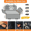 A waterproof dog car seat cover featuring a mesh window, side zippers, and various vehicle compatibility options.