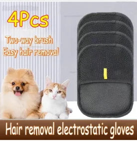 Four pieces of two-way brush electrostatic gloves for easy hair removal on pets