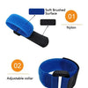 Collar de pollo para mascota de nylon suave cepillado azul y negro con ajuste.