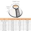 Diagramme indiquant le guide des tailles d'un produit, détaillant la taille du col et la profondeur de l'équipement pour diff