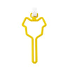Yellow hands-free dog poop bag dispenser with a white leash clip