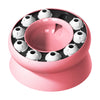 Rosa interaktive Slow-Feeder-Katzen-Puzzle-Schale mit mehreren kleinen weißen Futterbechern.