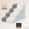 A white non-slip curved pet stairs ramp with a high density foam section shown in profile.