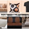 Collage showing the reusable pet hair remover roller used for cleaning furniture, upholstery, and clothing.