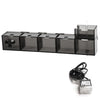 A black external aquarium filter unit with multiple compartments and an attached power cord.