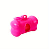 A bright pink bone-shaped pet poop bags dispenser.