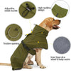 Manteau imperméable pour chien vert olive avec boucle élastique, ouverture antidérapante et doublure en velours pour la chale