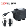 Pompe submersible noire avec cordon d'alimentation et divers buses.