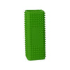 A bright green pet hair removal brush with silicone hollow rubber bristles.