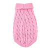 Pull en tricot rose à col côtelé et corps texturé, conçu pour petites races de chiens.