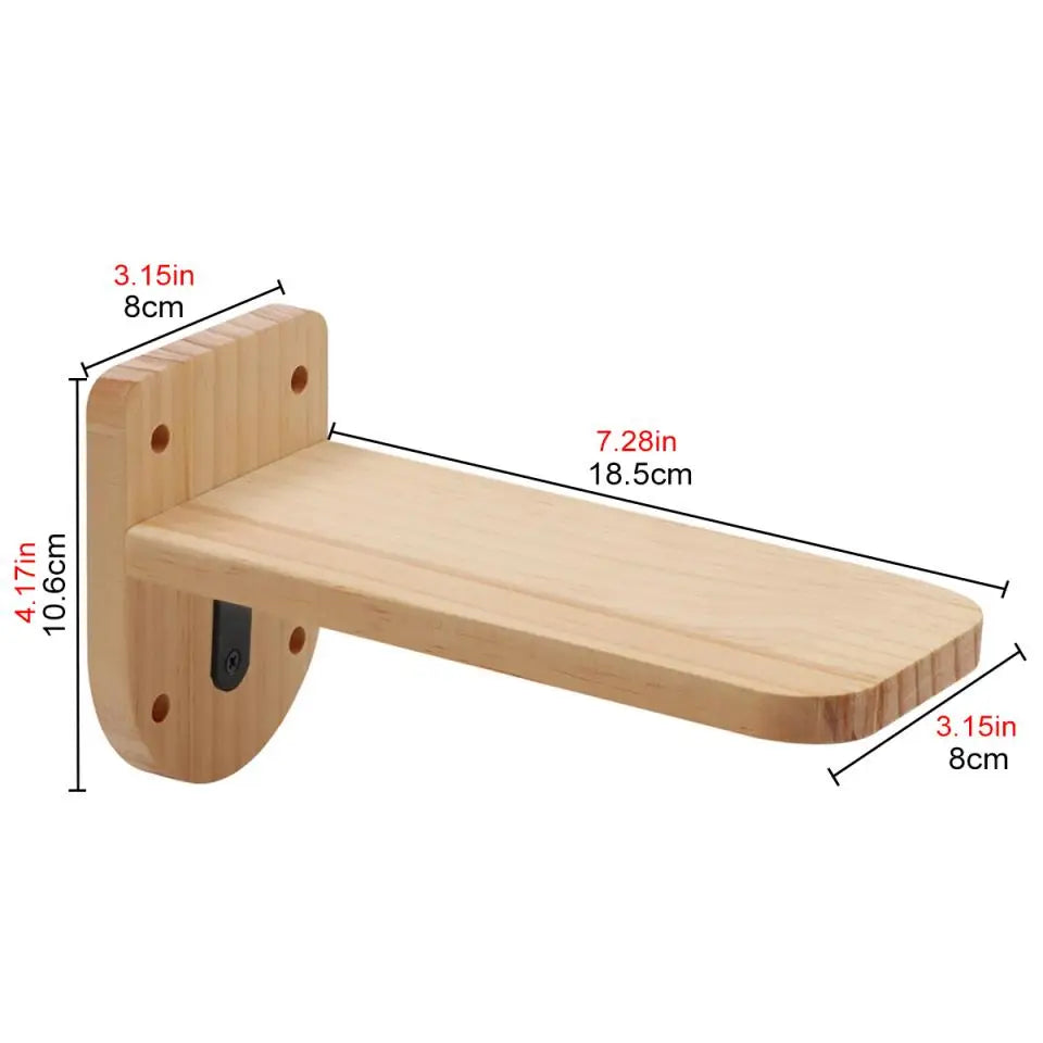 Light wood modular cat wall shelf featuring a bridge and hammock design.