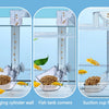 Diagrammes montrant différentes méthodes d'alimentation de poissons : paroi cylindrique suspendue, coins du bac et fixation p