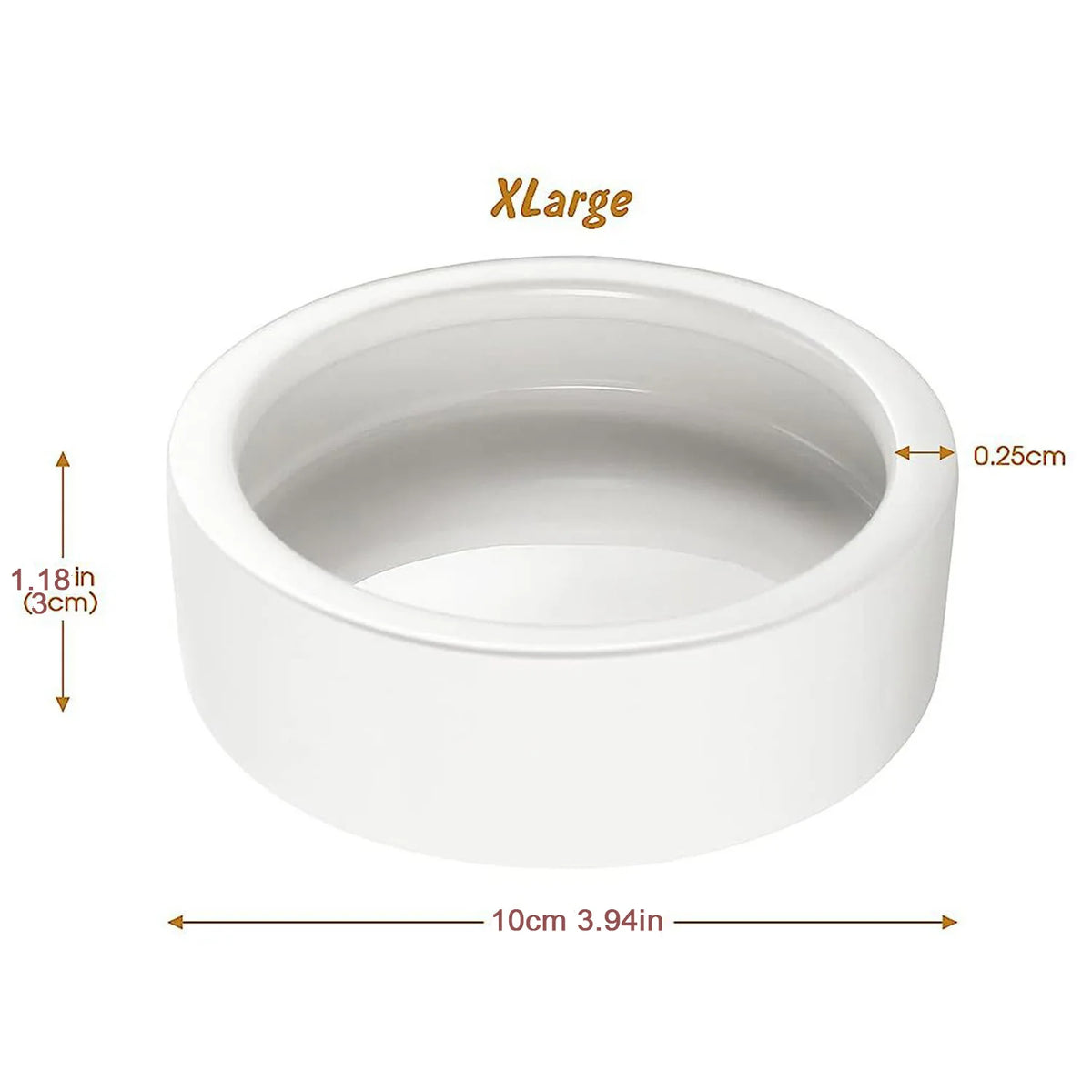 White XL large ceramic reptile feeding and watering bowl with a 10cm diameter.