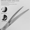Close-up of professional pet magic scissors showing before and after pruning of natural scissors