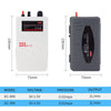 A white portable battery air pump for aquariums with DC-800 and DC-900 models shown next to specifications.