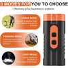 An ultrasonic pet bark repeller device shown with three modes: Chase, Training, and Light.