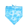 A light blue tie-dye fabric bandana or scarf with a pointed shape, tied at the top.
