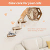 A wooden cat scratching post with multiple levels, used for cats to scratch and gain traction.