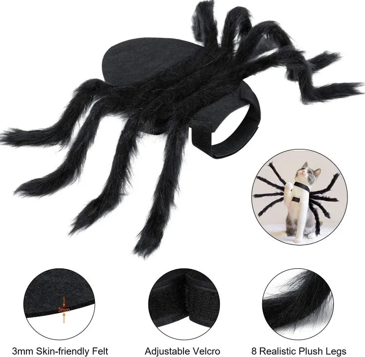 Black realistic plush legs for a Halloween spider costume for dogs and cats