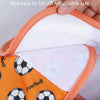 Orange and white reusable sanitary pants for male dogs with an adjustable waist size.
