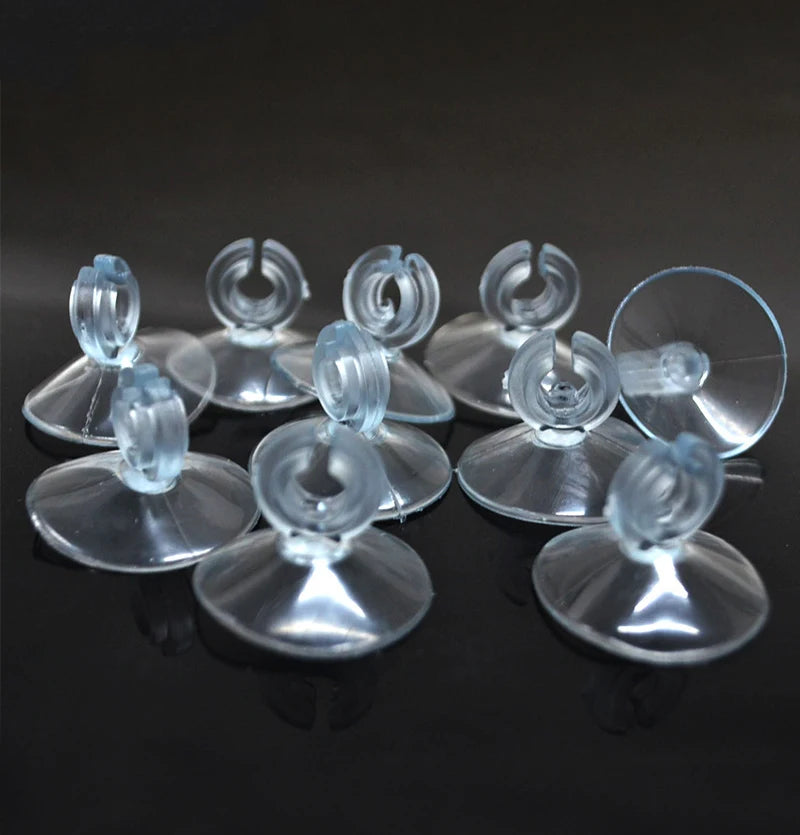 Ten clear silicone suction cup air tube holders for aquarium equipment