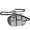 A gray hands-free dog walking belt with storage pockets and a bungee leash.