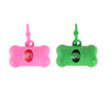 Pink and green bone-shaped dog waste bag dispensers for on-the-go cleanup