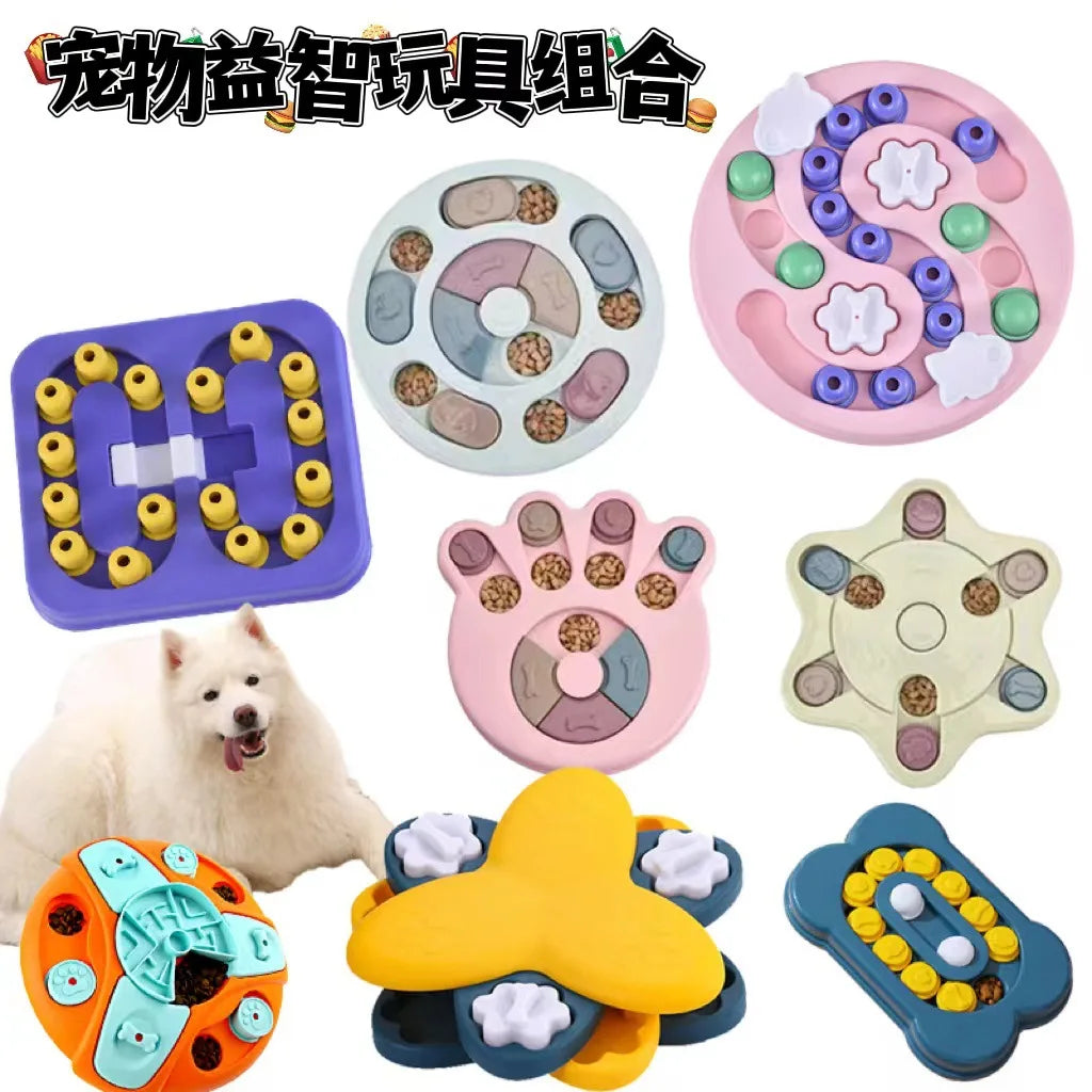 Set interaktive Hundespiel-Futterspender in verschiedenen Farben und Formen zum langsamen Fressen trainieren.