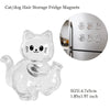 Clear glass cat figurine magnet for storing pet hair on the fridge