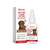 A bottle of EelJoy Pet Ear Clean Lotion for dogs and cats with a box and applicator.