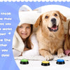 Two girls smiling with a golden retriever dog, demonstrating the magic button for dog training.