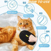 Diagram showing how to use pet hair removal gloves for cats, including steps like wearing and cleaning the gloves.