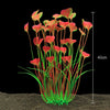 Plantes décoratives aquatiques artificielles avec des feuilles roses et rouges vives, poussant à partir d'une base verte.