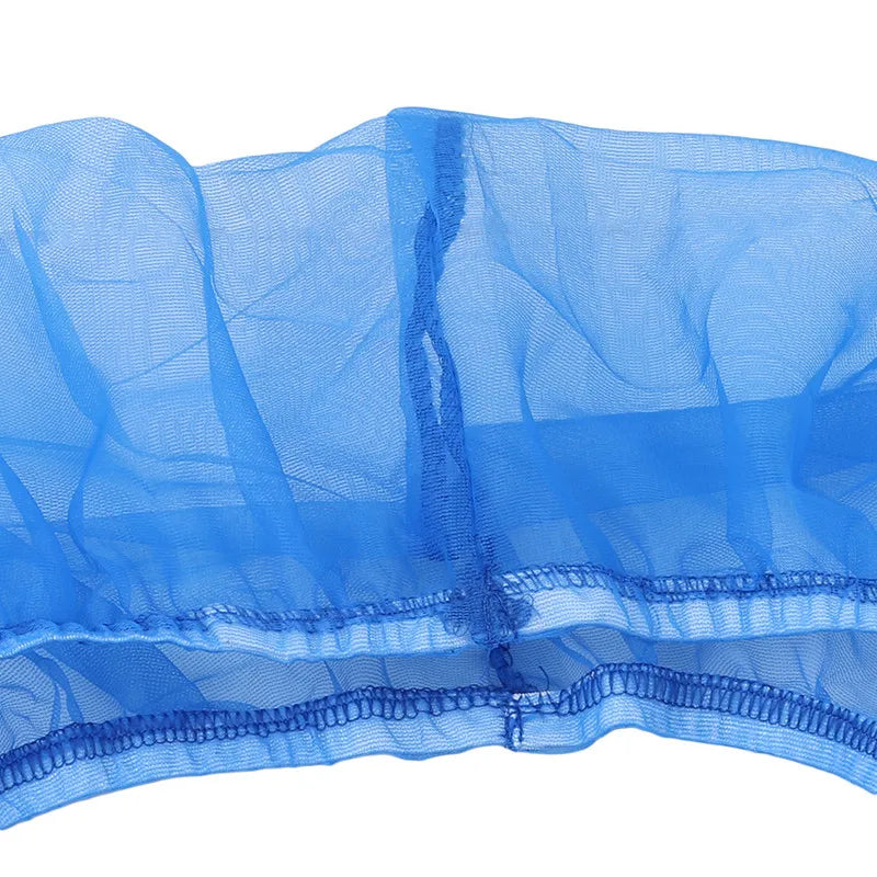 Light blue breathable nylon mesh seed guard for bird cages