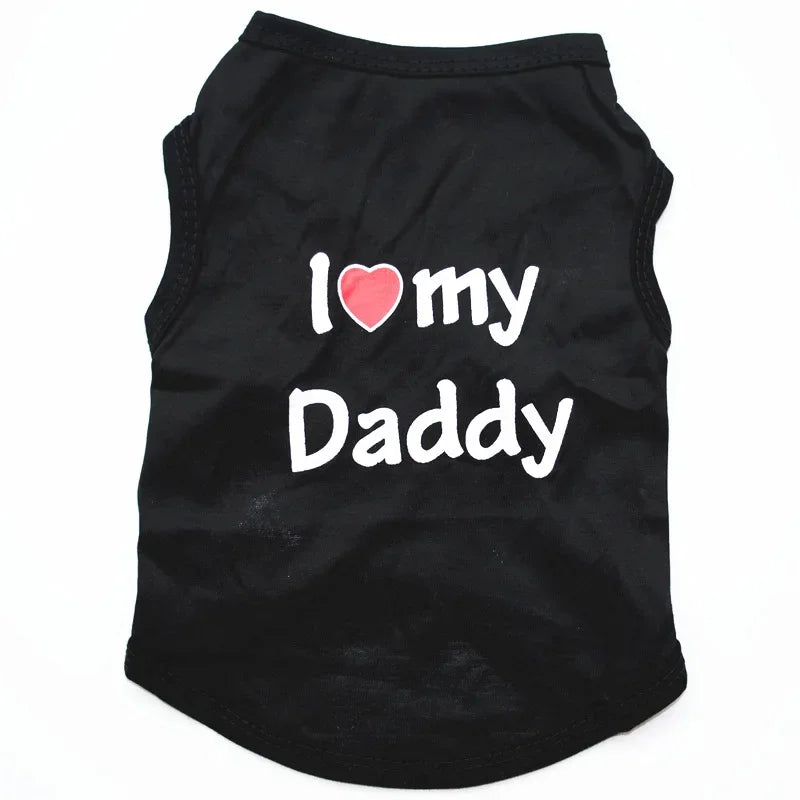 Black vest with white text that reads I love my Daddy