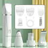 A white 4-in-1 multifunctional pet grooming kit featuring various metal grooming tools and a main body device.