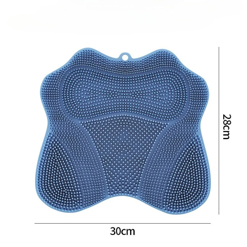 Cepillo de aseo para gatos natural de TPE azul con forma contorneada y superficie texturizada
