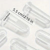A collection of clear silicone pet toothbrushes for dogs and cats shown at various angles.