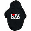 Black hoodie featuring the text I love my dad on the front