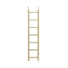 A wooden bird ladder with hooks for climbing and perching.