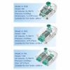 Three models of aquarium air pumps K-702B, K-702C, and K-704 are shown with their specifications.