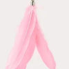 Pink suction cup cat teaser wand with a replaceable feather toy