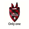 A red and black plaid triangle bandana with a Christmas tree and Santa design for dogs