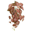 Décor de mur en lierre vert artificiel avec des feuilles en forme de cœur dans des tons de rose et de vert.