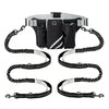 A black and silver hands-free reflective dog leash with a storage bag and adjustable collar.